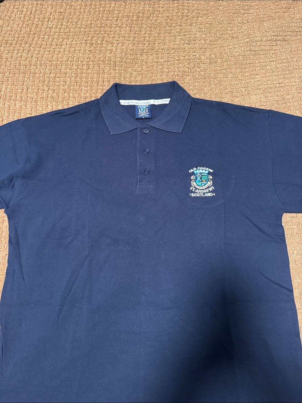 Vintage St. Andrews Scotland Navy Embroidered Polo Shirt